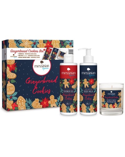 MESSINIAN SPA PROMO GINGERBREAD COOKIES BOX 1 SHOWER GEL 300ml & BODY MILK 300ml & NATURAL MASSAGE CANDLE 170gr