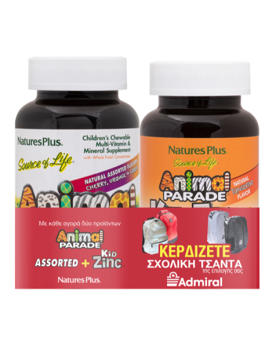 NATURES PLUS ANIMAL PARADE ASSORTED 90 CHEWABLE TABS & ANIMAL PARADE KIDZINC 90 LOZENGES