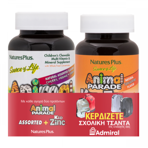 NATURES PLUS ANIMAL PARADE ASSORTED 90 CHEWABLE TABS & ANIMAL PARADE KIDZINC 90 LOZENGES