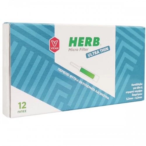 HERB MICRO FILTER ULTRA THIN ΠΙΠΕΣ ΜΕ ΦΙΛΤΡO ΓΙΑ SLIM Ή ΣΤΡΙΦΤΟ ΤΣΙΓΑΡΟ ΔΙΑΜΕΤΡΟΥ 5.2mm-6.2mm 12τμχ.