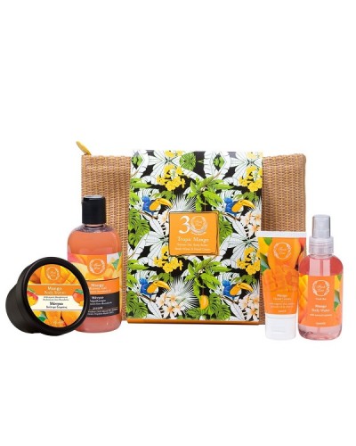 FRESH LINE PROMO MANGO BEAUTY BAG SHOWER GEL 300ML & BODY BUTTER 150ML & BODY WATER 150ML & HAND CREAM 50ML