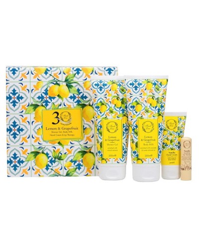 FRESH LINE PROMO LEMON & GRAPEFRUIT SHOWER GEL 200ML & BODY MILK 200ML & VANILLA HAND CREAM 50ML & LIP THERAPY 5,4G