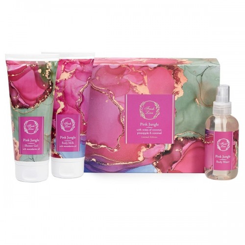 FRESH LINE PROMO XMAS PINK JUNGLE SHOWER GEL 200ML & BODY MILK 200ML & BODY WATER 150ML