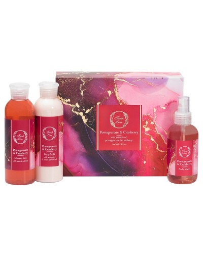 FRESH LINE PROMO XMAS POMEGRANATE & CRANBERRY SHOWER GEL 200ML & BODY MILK 200ML & BODY WATER 150ML