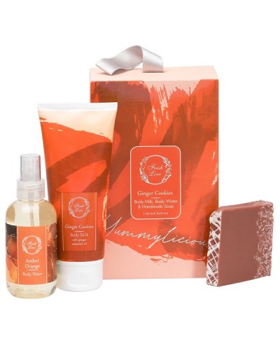 FRESH LINE PROMO XMAS GINGER COOKIES HANDCRAFTED SOAP ~120G & BODY MILK 200ML & BODY WATER 150ML
