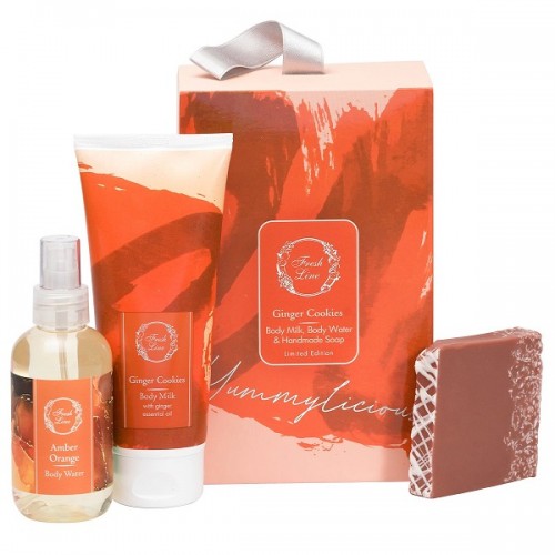 FRESH LINE PROMO XMAS GINGER COOKIES HANDCRAFTED SOAP ~120G & BODY MILK 200ML & BODY WATER 150ML