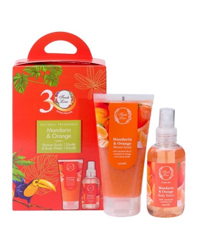 FRESH LINE PROMO MANDARIN SUMMER PACK SHOWER SCRUB 150ML & BODY WATER 150ML