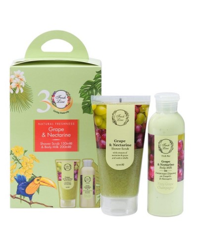 FRESH LINE PROMO GRAPE SUMMER PACK SHOWER SCRUB 150ML & BODY MILK 200ML