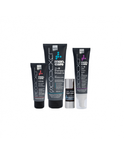 INTERMED MEN'S CARE DAILY GROOMING KIT 2IN1 SHAMPOO & SHOWER GEL 250ML & CONDITIONING BEARD OIL 15ML & INTIMO 75ML & AFTER SHAVE BALM 100ML