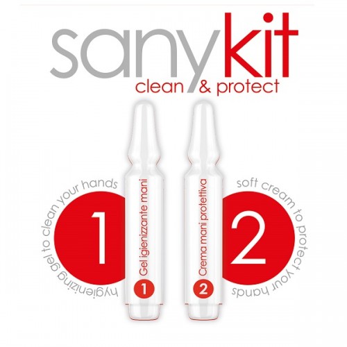 SANY KIT CLEAN & PROTECT ΑΠΟΛΥΜΑΝΤΙΚΟ GEL ΠΡΟΣΤΑΣΙΑΣ ΧΕΡΙΩΝ 2ML & ΠΡΟΣΤΑΤΕΥΤΙΚΗ ΚΡΕΜΑ ΧΕΡΙΩΝ 2ML