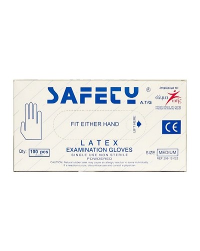 SAFETY ΓΑΝΤΙΑ LATEX ΕΞΕΤΑΣΤΙΚΑ ΜΙΑΣ ΧΡΗΣΗΣ MEDIUM 100TΜΧ