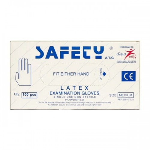 SAFETY ΓΑΝΤΙΑ LATEX ΕΞΕΤΑΣΤΙΚΑ ΜΙΑΣ ΧΡΗΣΗΣ MEDIUM 100TΜΧ