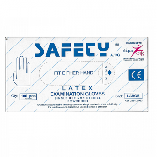 SAFETY ΓΑΝΤΙΑ LATEX ΕΞΕΤΑΣΤΙΚΑ ΜΙΑΣ ΧΡΗΣΗΣ LARGE 100TΜΧ