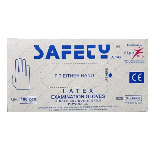 SAFETY ΓΑΝΤΙΑ LATEX ΕΞΕΤΑΣΤΙΚΑ ΜΙΑΣ ΧΡΗΣΗΣ XLARGE 100TΜΧ