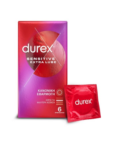 DUREX SENSITIVE EXTRA LUBE 6τμχ