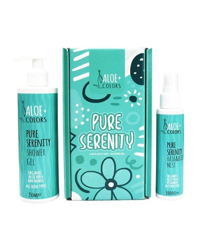 ALOE+COLORS PURE SERENITY GIFT SET SHOWER GEL 250ML & HAIR & BODY MIST 100ML