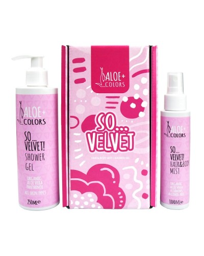 ALOE+COLORS SO VELVET GIFT SET SHOWER GEL 250ML & HAIR & BODY MIST 100ML