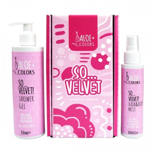 ALOE+COLORS SO VELVET GIFT SET SHOWER GEL 250ML & HAIR & BODY MIST 100ML