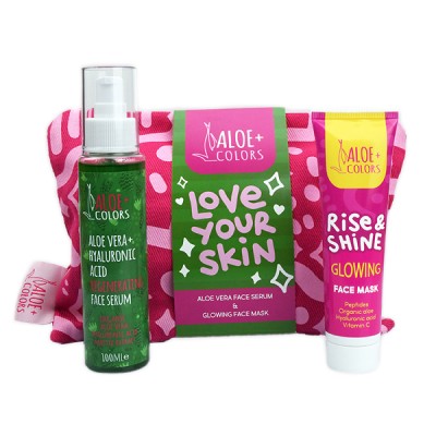 ALOE+COLORS GIFT BAG FACE ALOE VERA SERUM 100ML & FACE MASK GLOWING 60ML