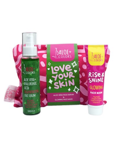 ALOE+COLORS GIFT BAG FACE ALOE VERA SERUM 100ML & FACE MASK GLOWING 60ML