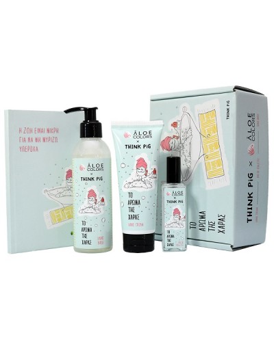 ALOE+COLORS PROMO GIFT SET ΤΟ ΆΡΩΜΑ ΤΗΣ ΧΑΡΑΣ HAND WASH 200ML & HAND CREAM 80ML & EAU DE TOILETTE 30ML & ΔΩΡΟ ΣΗΜΕΙΩΜΑΤΑΡΙΟ THINK PIG