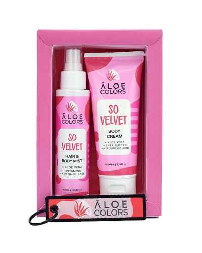 ALOE+COLORS PROMO SO VELVET BODY CREAM 100ml & HAIR & BODY MIST 100ml & ΔΩΡΟ ΠΟΛYΧΡΩΜΟ ΜΠΡΕΛOΚ ALOE COLORS