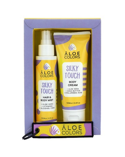 ALOE+COLORS PROMO SILKY TOUCH BODY CREAM 100ml & HAIR & BODY MIST 100ml & ΔΩΡΟ ΠΟΛYΧΡΩΜΟ ΜΠΡΕΛOΚ ALOE COLORS