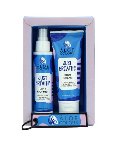 ALOE+COLORS PROMO JUST BREATHE BODY CREAM 100ml & HAIR & BODY MIST 100ml & ΔΩΡΟ ΠΟΛYΧΡΩΜΟ ΜΠΡΕΛOΚ ALOE COLORS