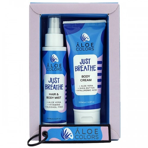 ALOE+COLORS PROMO JUST BREATHE BODY CREAM 100ml & HAIR & BODY MIST 100ml & ΔΩΡΟ ΠΟΛYΧΡΩΜΟ ΜΠΡΕΛOΚ ALOE COLORS