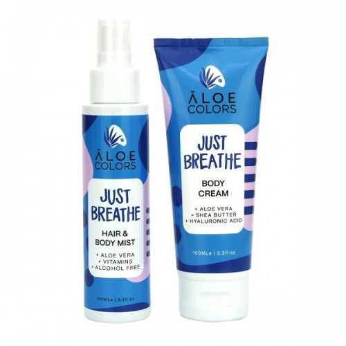 ALOE+COLORS PROMO JUST BREATHE BODY CREAM 100ml & HAIR & BODY MIST 100ml & ΔΩΡΟ ΠΟΛYΧΡΩΜΟ ΜΠΡΕΛOΚ ALOE COLORS