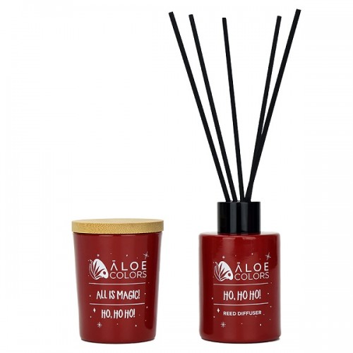 ALOE+COLORS PROMO HO HO HO REED DIFFUSER 80ml + SOY CANDLE 50gr