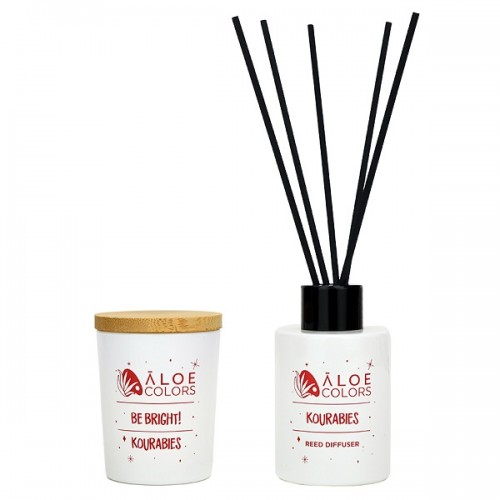 ALOE+COLORS PROMO KOURABIES REED DIFFUSER 80ml + SOY CANDLE 50gr