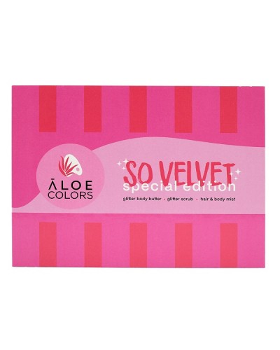 ALOE+COLORS PROMO SO VELVET GLITTER BODY BUTTER 200ml & BODY SCRUB 200ml & HAIR & BODY MIST 150ml