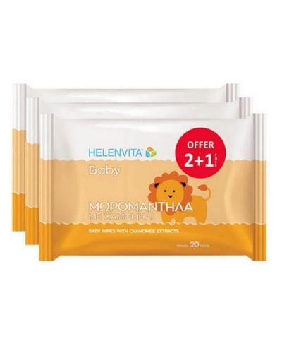 HELENVITA BABY ΜΩΡΟΜΑΝΤΗΛΑ ΧΑΜΟΜΗΛΙ 3 x 20ΤΜΧ (2+1 ΔΩΡΟ)