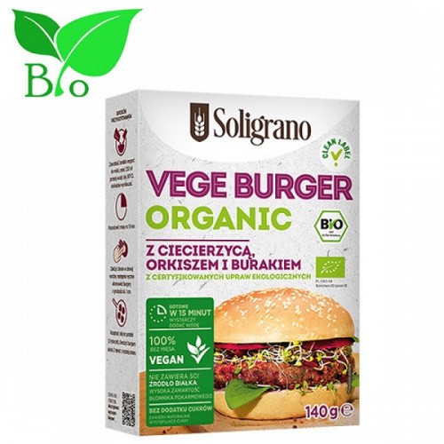 SOLIGRANO BURGER VEGAN ΠΑΝΤΖΑΡΙ & ΡΕΒΥΘΙΑ BIO 140G