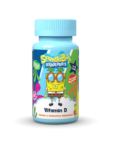 HEALTH FUEL SPONGE BOB ΒΙΤΑΜΙΝΗ D ΓΙΑ ΠΑΙΔΙΑ 3-12 ΕΤΩΝ ΠΟΡΤΟΚΑΛΙ & ΑΝΑΝΑΣ 60 ΜΑΣΩΜΕΝΕΣ ΤΑΜΠΛΕΤΕΣ