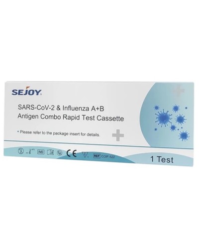 SEJOY SARS-COV-2 & INFLUENZA A + B ANTIGEN COMBO RAPID SELF TEST CASSETTE TΕΣΤ ΑΝΙΧΝΕΥΣΗΣ ΑΝΤΙΓΟΝΩΝ COVID-19 & ΓΡΙΠΗΣ Α/Β 1 TEST