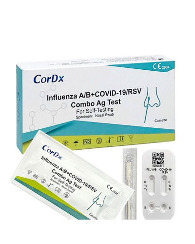 CORDX INFLUENZA A/B & COVID-19/RSV COMBO AG RAPID SELF TEST 1 TEST