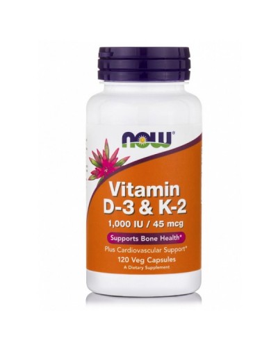 NOW VITAMIN D-3 & K2 1000IU/45MCG 120 VEG. CAPS