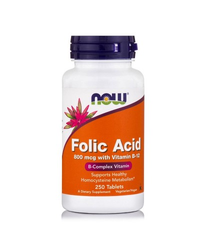 NOW FOLIC ACID 800MCG WITH VITAMIN B-12 250TABS