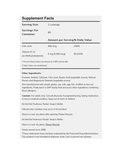 NOW METHYL B-12 5000MCG 60LOZENGES