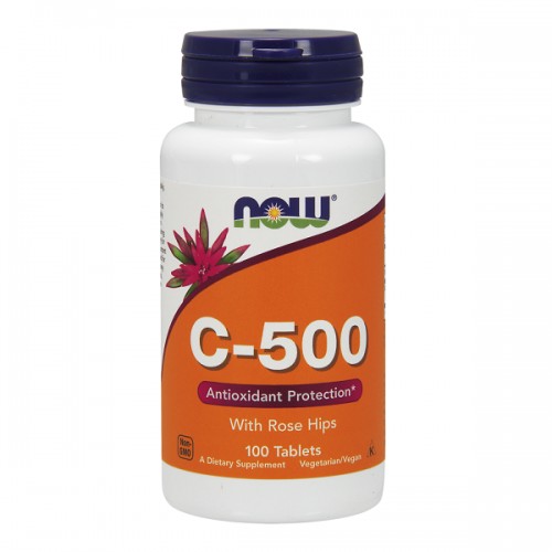 NOW VITAMIN C-500 MG WITH ROSE HIPS 100TABS