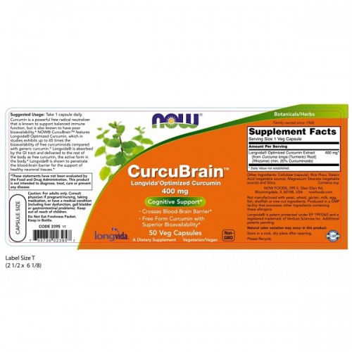 NOW CURCUBRAIN 400mg 50Veg.caps NOW CURCUBRAIN 400mg 50Veg.caps