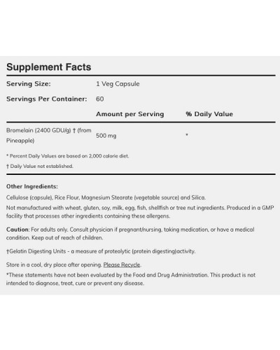 NOW BROMELAIN 500MG/2400GDU 60VEG. CAPS