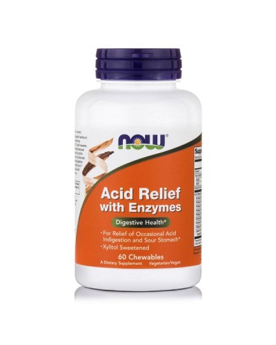 NOW ACID RELIEF WITH ENZYMES 60CHEWABLES