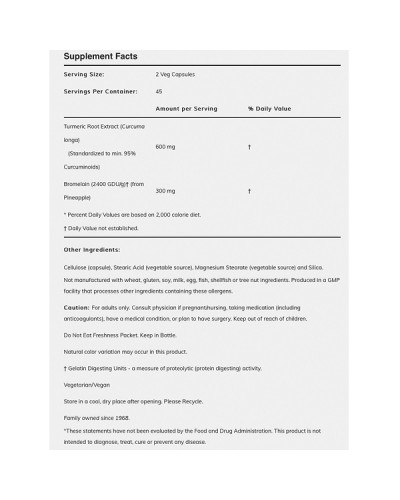 NOW TURMERIC & BROMELAIN 2400GDU 300MG/150MG 90 VEG. CAPS
