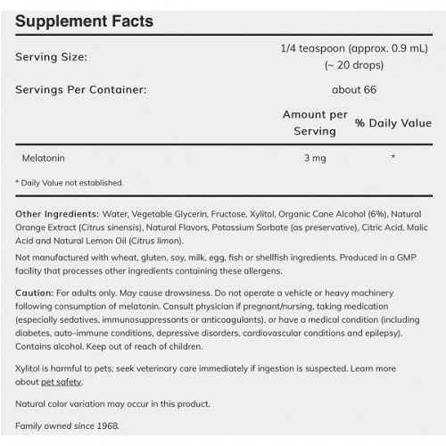 NOW MELATONIN 3MG 2OZ 60ML