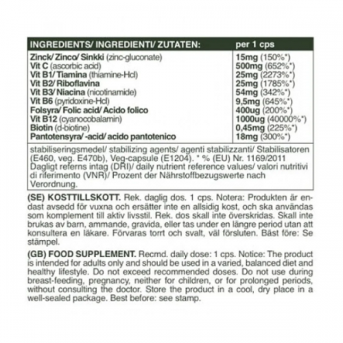 SELF OMNINUTRITION B-COMPLEX VITAMIN C + ZINC 120CAPS