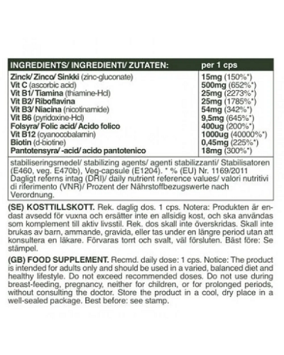 SELF OMNINUTRITION B-COMPLEX VITAMIN C + ZINC 60CAPS