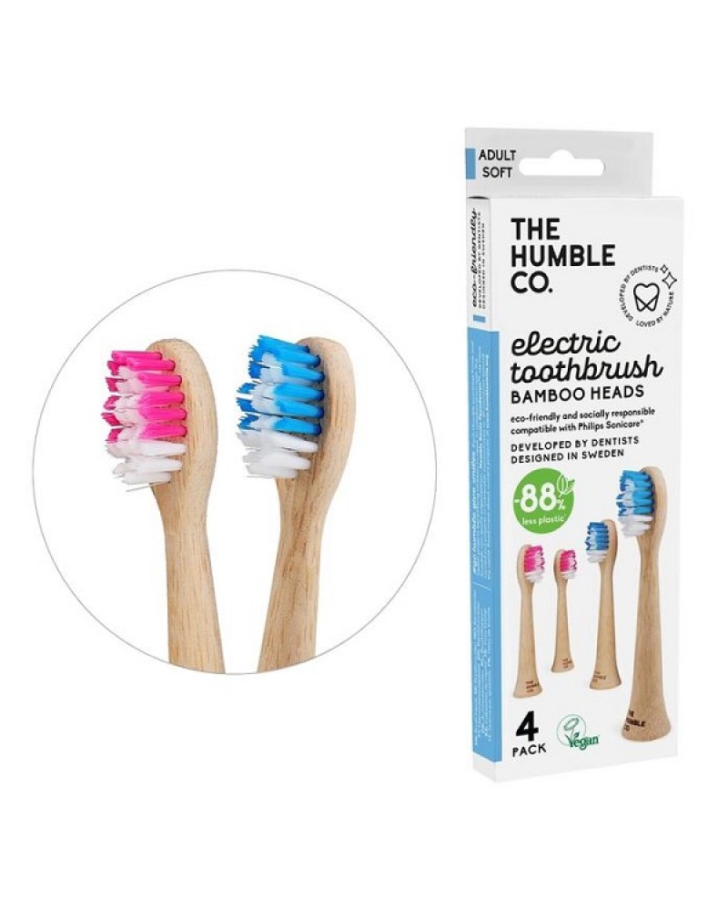 THE HUMBLE CO. ELECTRIC TOOTHBRUSH BAMBOO HEADS 4 PACK